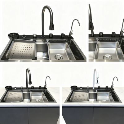 jakość  Customized Premium Cup Washer Integrated Hand-Polished 304/316 Stainless Steel Kitchen Sink with 250-300mm Bowl Depth and 1.2-2.0mm Panel Thickness fabryka