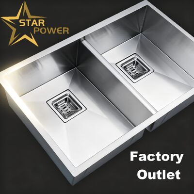 jakość  STAR POWER Brushed Double-Bowl Handmade Kitchen Sink in 304 Stainless Steel fabryka