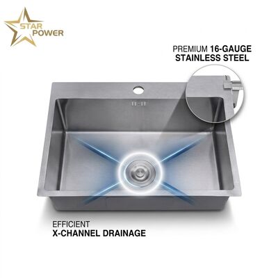 Dobra cena 23 Inch Undermount Single Bowl Kitchen Sink SUS304 18 Gauge Gunmetal PVD Finish w Internecie