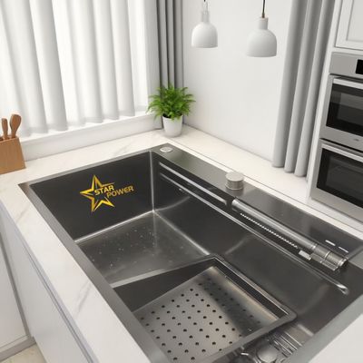 Dobra cena Zlewozmywak kuchenny podblatowy szary stal nierdzewna z podziałem 11 kg udźwigu | Dostępna niestandardowa głębokość komory | Dostępna niestandardowa grubość stali w Internecie