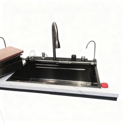 Dobra cena Zlewozmywak kuchenny ze stali nierdzewnej Premium z wysokim kranem łukowym | Dostępna niestandardowa głębokość komory | Dostępny niestandardowy wskaźnik stali w Internecie
