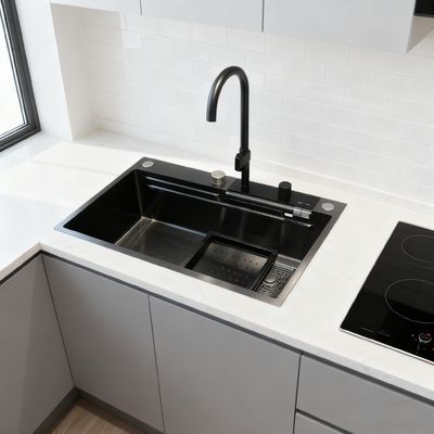 800mm zlewozmywak kuchenny ze stali nierdzewnej z dwoma komorami, ze szczotkowanym wykończeniem, podkładkami wygłuszającymi i odpływem tylnym