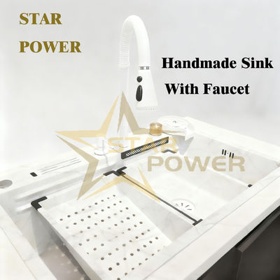 Ręcznie Kuta, Spożywcza Stal Nierdzewna 304 Zlewozmywak Kuchenny ze Wzmocnionym Panelem i Konstrukcją z Podwójną/Pojedynczą Komorą