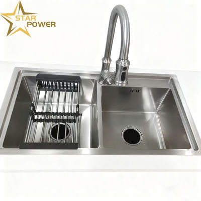 Customised Matte Brushed Handmade Stainless Steel Kitchen Sink with Single or Double Basin