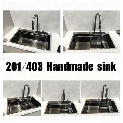 Designer Co-Branded Hand-Brushed Stainless Steel Sink with 304/316 Food Grade Material and 25-30cm Deep Basin