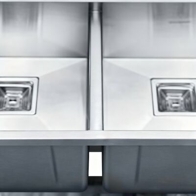 Oryginalny wykończenie szczotkowane ręcznie podwójne miski zlew w 304 stali nierdzewnej dla nowoczesnych kuchni