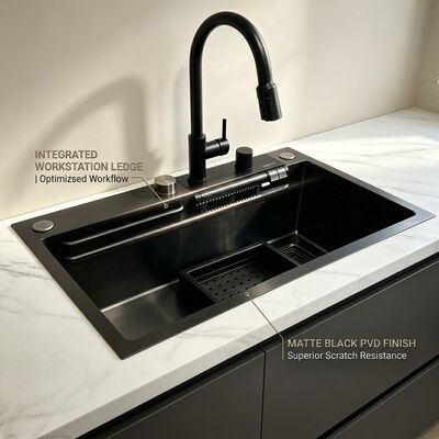 Dobra cena Chromowany zlewozmywak ze stali nierdzewnej 316 z pojedynczą komorą Undermount 900 mm i głęboką umywalką 250 mm w Internecie