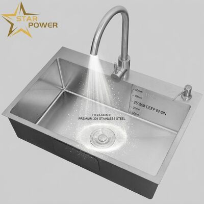 Dobra cena Zlewozmywak kuchenny nablatowy / wpuszczany z podwójną komorą ze stali nierdzewnej 304 klasy spożywczej, polerowany, nablatowy, 900 mm, głębokość komory 250 mm | Dostępna niestandardowa głębokość komory | Dostępna niestandardowa grubość stali w Internecie