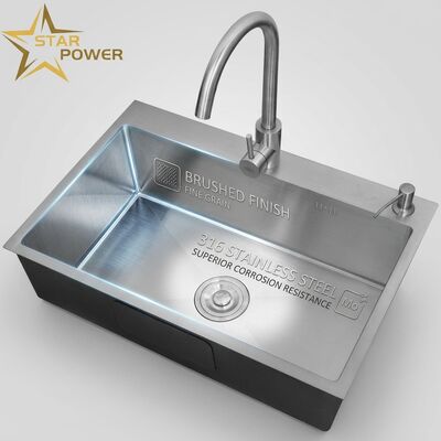Dobra cena Podmontowy zlew kuchenny 316 ze stali nierdzewnej z jednopłytkową miską zlew kuchenny szczotkowany podmontowy 800 mm 220 mm głęboki zlew dostępny dostosowany głębokość zlewu dostępny dostosowany miernik stalowy dostępny w Internecie