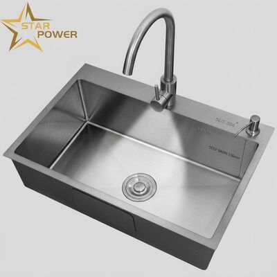 Dobra cena Wkład do zlewu kuchennego z stali nierdzewnej 304 Główna i pomocna miska zlewu kuchennego pistolet PVD Wkład do zlewu 600 mm 9-calowy głęboki zlew Dostępna niestandardowa głębokość zlewu Dostępna niestandardowa miara stali w Internecie