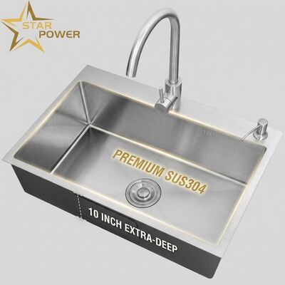Dobra cena Podmontowy zlew kuchenny SUS304 Stainless Steel Single Bowl Kuchenny zlew chromowany Podmontowy 700mm 10-calowy dodatkowo głęboki zlew dostępny w Internecie
