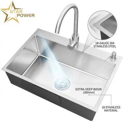 Dobra cena Zlewozmywak kuchenny podblatowy 18-gauge 304 SS jednokomorowy zlewozmywak kuchenny chromowany podblatowy 1000 mm 300 mm bardzo głęboka komora | Dostępna niestandardowa głębokość komory | Dostępny niestandardowy grubości stali w Internecie