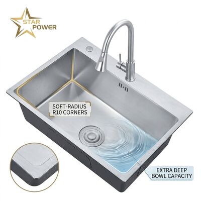 Dobra cena Drop-In 27x18 Single Bowl Kitchen Sink SUS304 Handmade 22 Gauge Deep Basin w Internecie