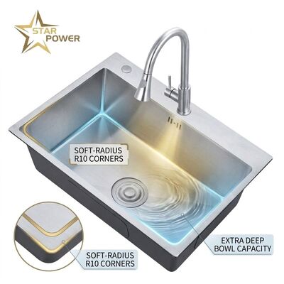 Dobra cena 25 Inch Drop-In Laundry Utility Sink Single Bowl 20 Gauge with Overflow Drain w Internecie