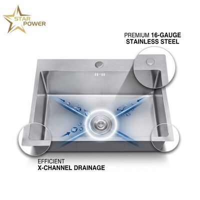 Dobra cena 30 Inch Overmount Single Bowl Kitchen Sink 18 Gauge with Integrated Drainboard w Internecie