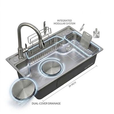 Dobra cena 34 Inch Handmade Farmhouse Single Bowl Kitchen Sink SUS304 14 Gauge with Deep Basin w Internecie